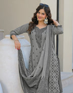 Skylee Cotton Woven Straight 3 Piece Kurta Set For Woman