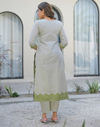 Skylee Cotton Woven Straight 3 Piece Kurta Set For Woman