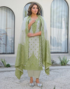 Skylee Cotton Woven Straight 3 Piece Kurta Set For Woman