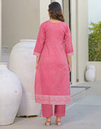 Skylee Cotton Woven Straight 3 Piece Kurta Set For Woman
