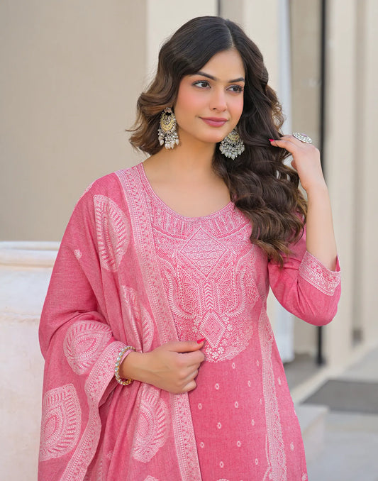 Cotton Woven Straight 3 Piece Kurta Set