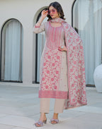 Skylee Cotton Woven Straight 3 Piece Kurta Set For Woman