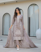 Skylee Cotton Woven Straight 3 Piece Kurta Set For Woman