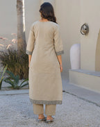 Skylee Cotton Woven Straight 3 Piece Kurta Set For Woman