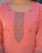 Skylee Cotton Woven Straight 3 Piece Kurta Set For Woman