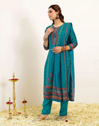 Skylee Silk Printed Straight 3 Piece Kurta Set For Woman