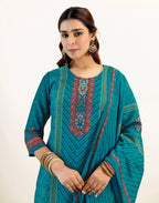 Skylee Silk Printed Straight 3 Piece Kurta Set For Woman