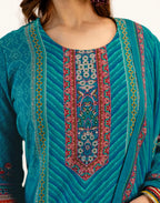 Skylee Silk Printed Straight 3 Piece Kurta Set For Woman