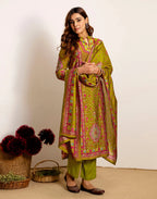 Skylee Silk Printed Straight 3 Piece Kurta Set For Woman