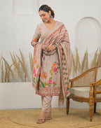 Skylee Silk Printed Straight 3 Piece Kurta Set For Woman