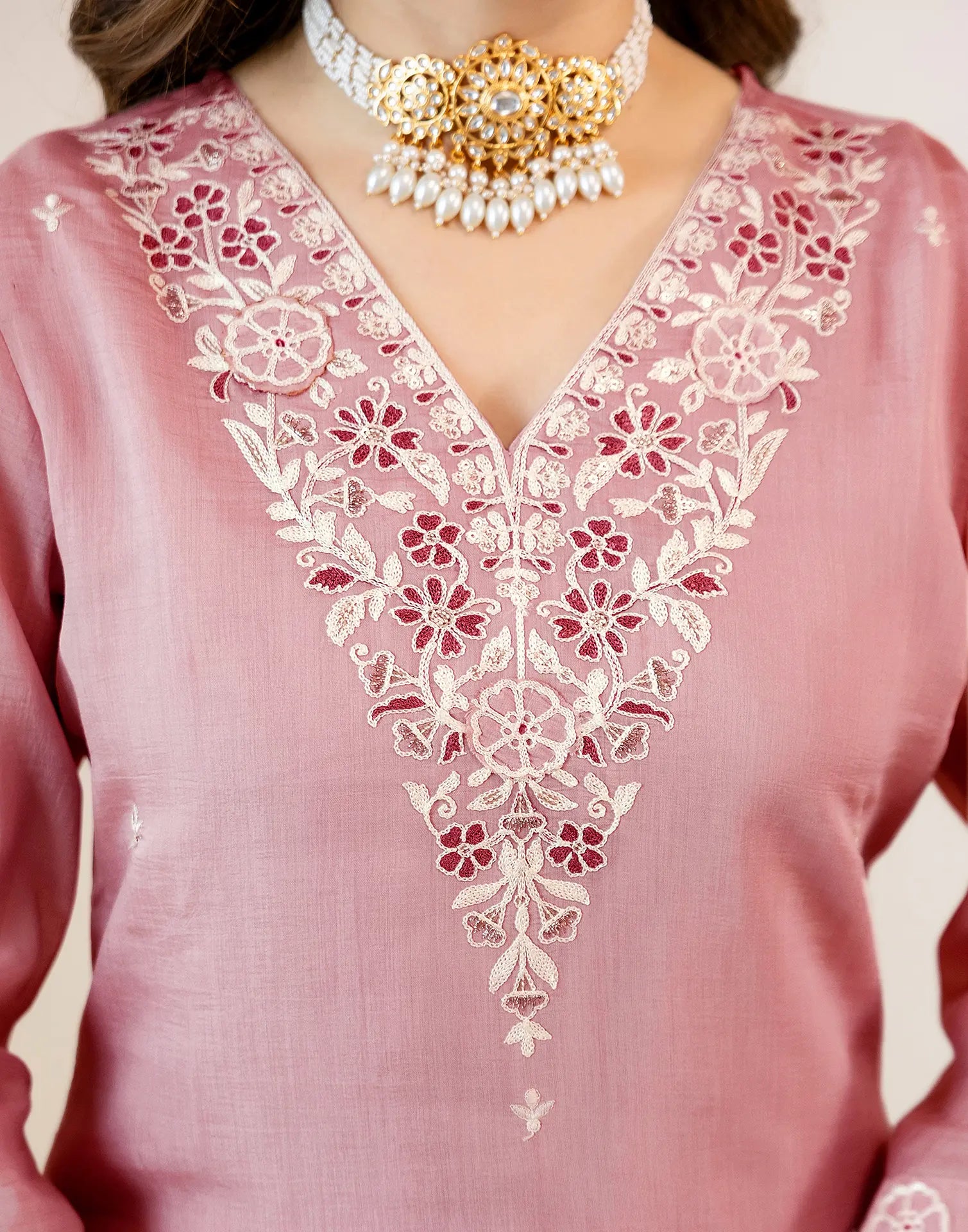 Skylee Cotton Embroidered Straight 3 Piece Kurta Set For Woman