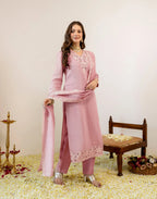 Skylee Cotton Embroidered Straight 3 Piece Kurta Set For Woman