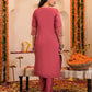 Pink Silk Embroidered Straight Kurta Set with Pant & Dupatta for Women under 1299 