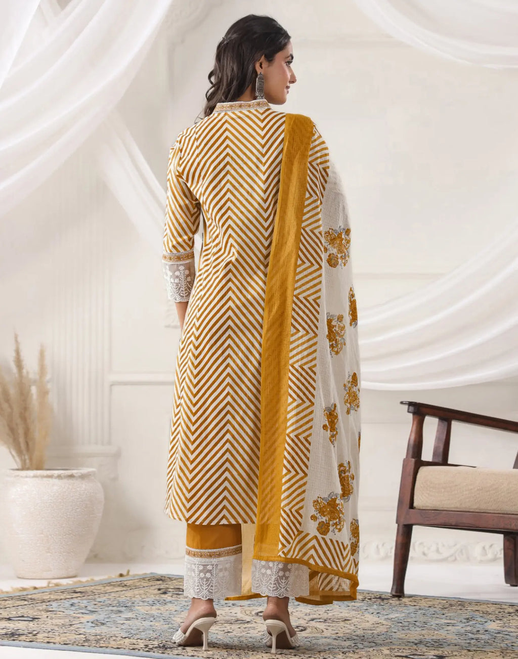 Skylee Cotton Embroidered Anarkali 3 Piece Kurta Set For Woman