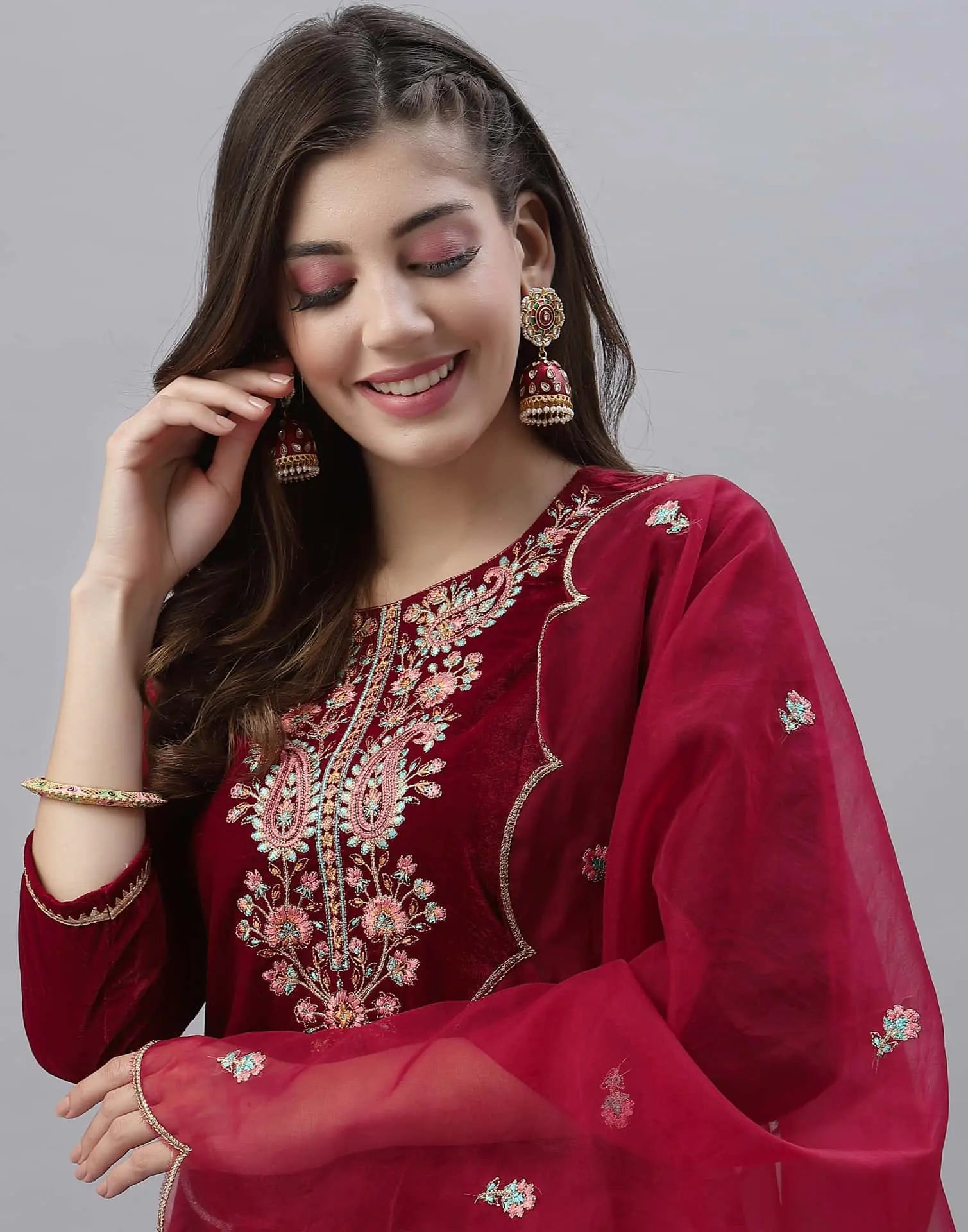velvet kurta set for women