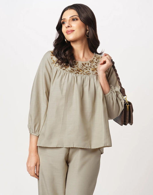 Affordable Beige cotton co-ord set