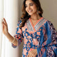 Affordable Blue Cotton Printed Straight Kurta Set with Patiala & Dupatta under 999