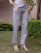 Skylee Cotton Floral Print Straight 3 Piece Kurta Set For Woman