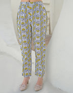 Whisper Grey V-Neck Printed Straight 3 Piece Kurta Set with Dupatta