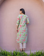 Skylee Viscose Floral Print Straight 3 Piece Kurta Set For Woman