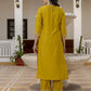 Yellow Silk Embroidered Straight Kurta with Pant and Dupatta