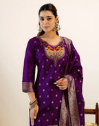 Skylee Silk Woven Straight 3 Piece Kurta Set For Woman