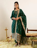 Skylee Silk Woven Straight 3 Piece Kurta Set For Woman