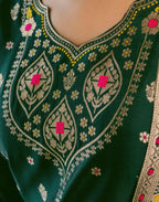 Skylee Silk Woven Straight 3 Piece Kurta Set For Woman