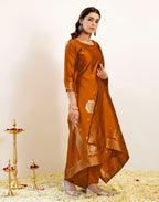 Skylee Silk Woven Straight 3 Piece Kurta Set For Woman