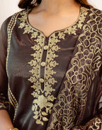 Skylee Net Embroidered Straight 3 Piece Kurta Set For Woman