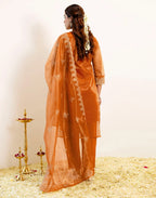 Skylee Net Embroidered Straight 3 Piece Kurta Set For Woman