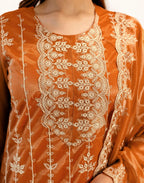 Skylee Net Embroidered Straight 3 Piece Kurta Set For Woman