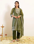 Skylee Net Embroidered Straight 3 Piece Kurta Set For Woman