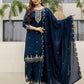 Silk Embroidered Straight Kurta with Pant & Dupatta
