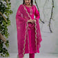 Skylee Pink Silk Embroidered Straight Kurta Set for Women