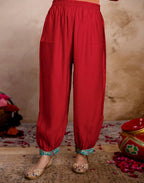 Crimson Red Round Neck Embroidered Patiala Salwar 3 Piece Kurta Set with Dupatta
