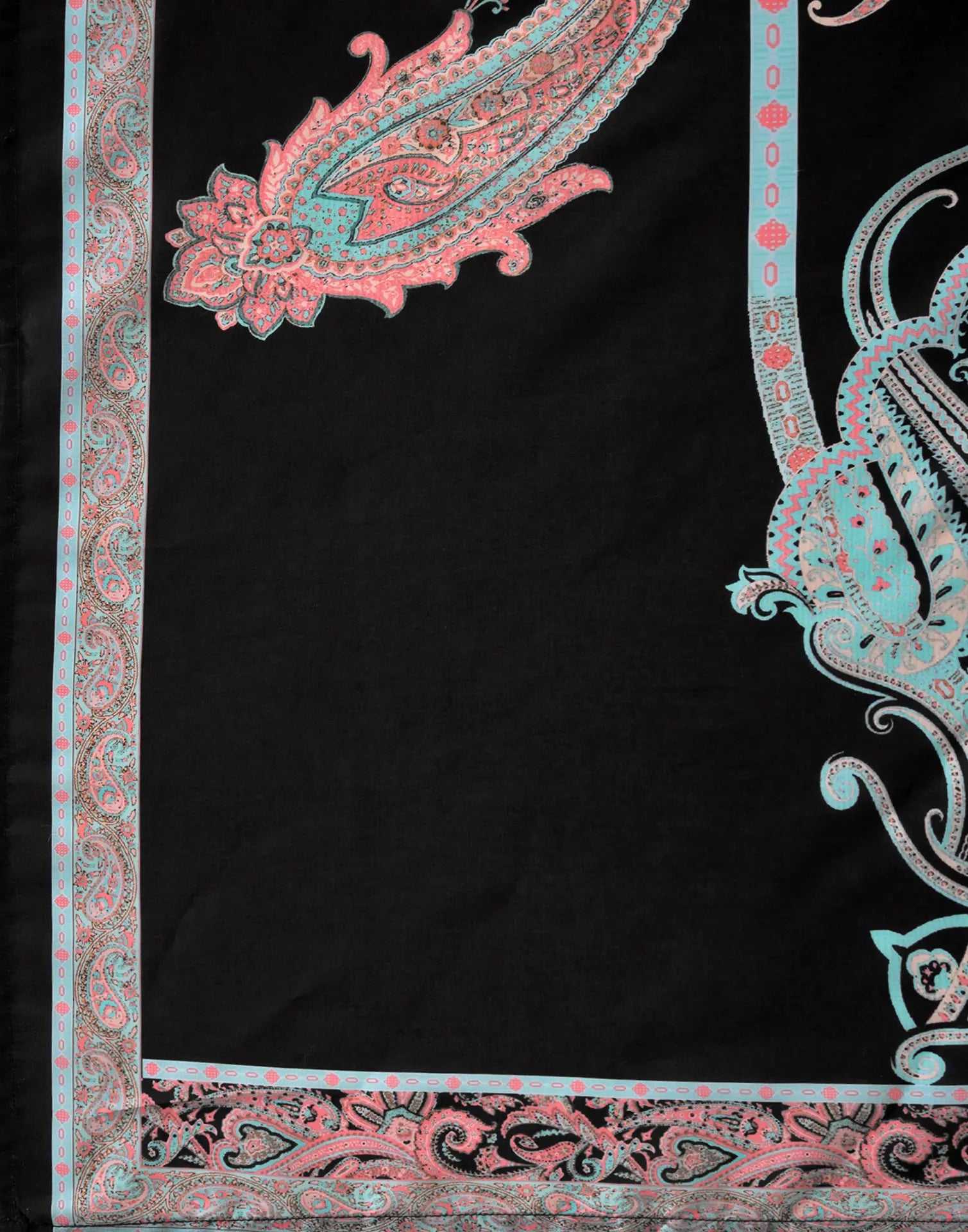 Black Round Neck Embroidered Digital Printed Straight 3 Piece Kurta Set with Dupatta