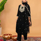 Silk Straight Embroidery Round Neck Kurta with Pant & Dupatta