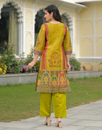 Skylee Net Printed Straight 3 Piece Kurta Set For Woman