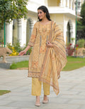 Skylee Net Printed Straight 3 Piece Kurta Set For Woman