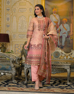 Skylee Net Printed Straight 3 Piece Kurta Set For Woman