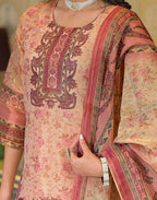Skylee Net Printed Straight 3 Piece Kurta Set For Woman