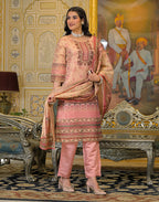 Skylee Net Printed Straight 3 Piece Kurta Set For Woman