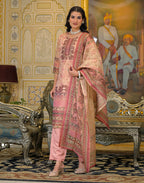 Skylee Net Printed Straight 3 Piece Kurta Set For Woman