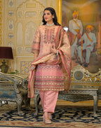 Skylee Net Printed Straight 3 Piece Kurta Set For Woman