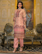 Skylee Net Printed Straight 3 Piece Kurta Set For Woman