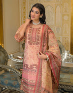 Skylee Net Printed Straight 3 Piece Kurta Set For Woman