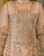 Skylee Net Printed Straight 3 Piece Kurta Set For Woman