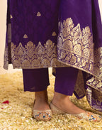 Skylee Silk Woven Straight 3 Piece Kurta Set For Woman