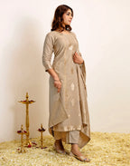 Silk Woven Straight 3 Piece Kurta Set